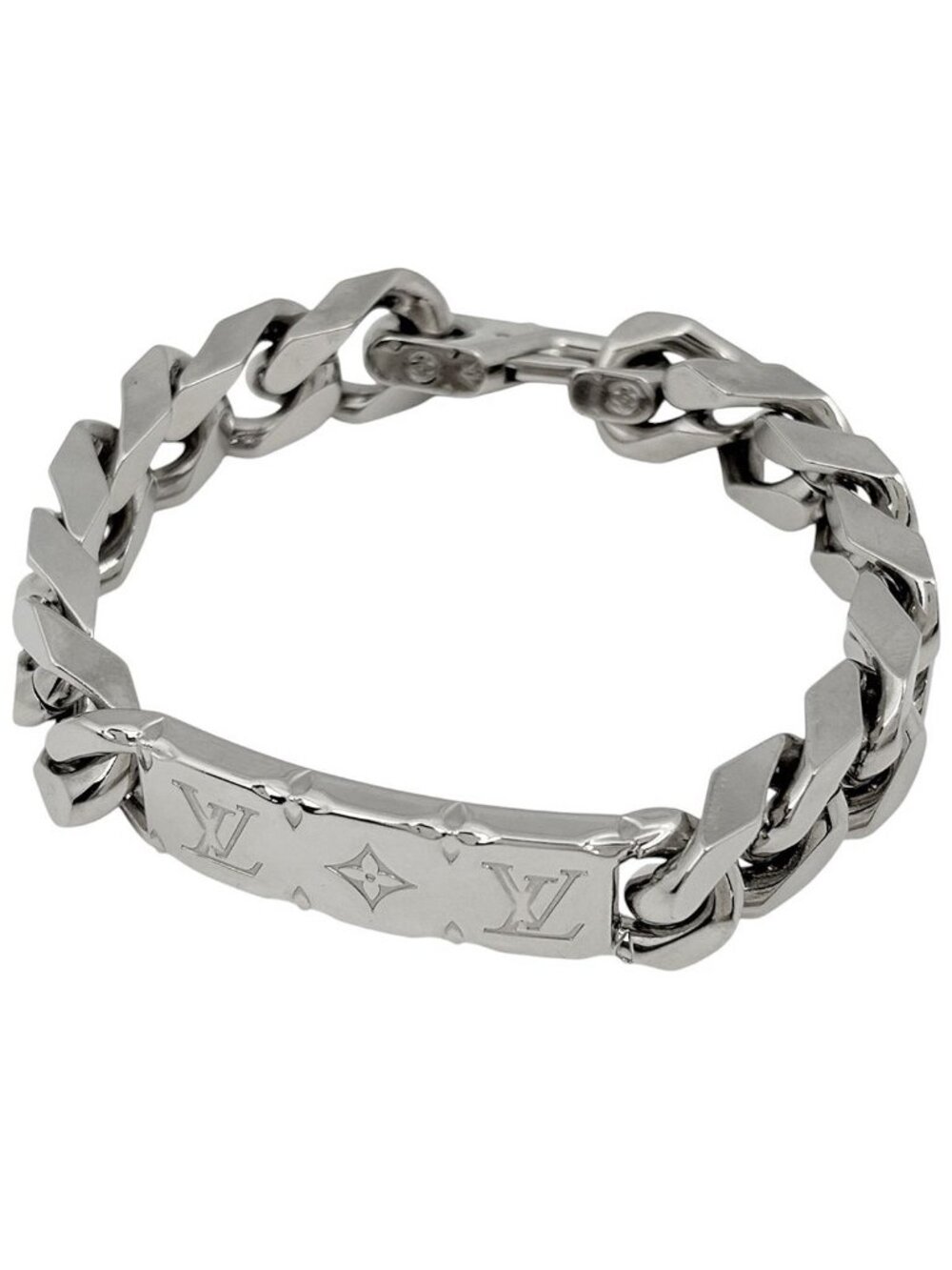 Louis Vuitton Chain Bracelet Monogram Metal Silver